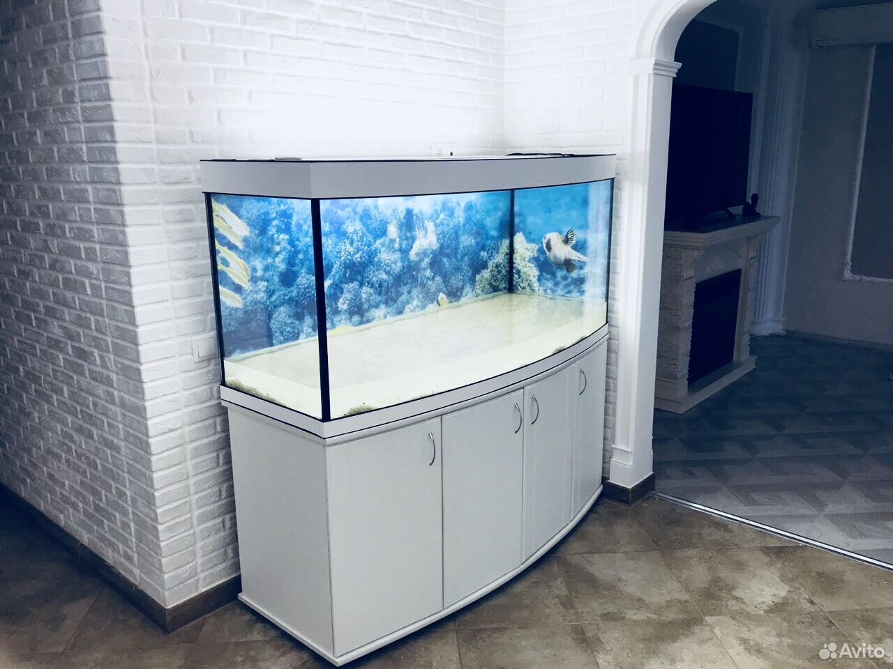 Белый аквариум шельф 200 литров