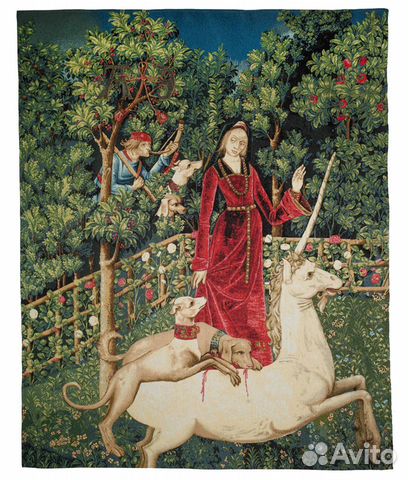Гобеленовое панно с подкладкой-дама с единорогом