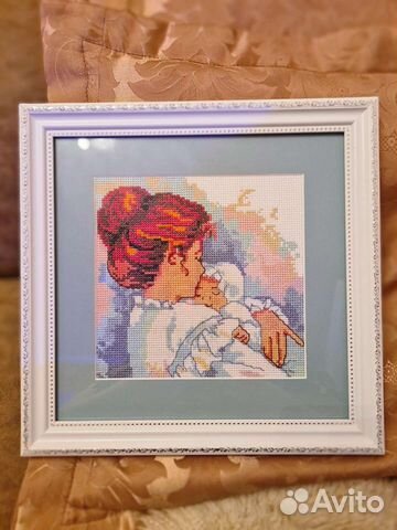 Картина вышивка крестом, подарок на рождение ребён