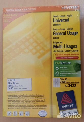 Этикетки универсальные 3422 Avery Zweckform, I-J+L