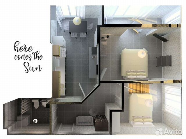 

2-к. квартира, 62 м², 3 кровати