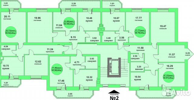 3-к квартира, 82.9 м², 4/7 эт.