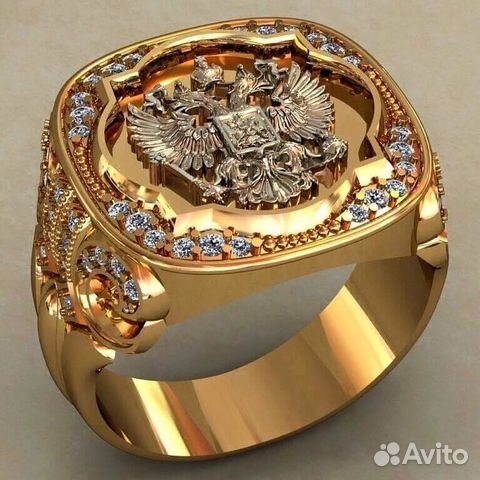 Золотая мужская печатка с бриллиантами Золотая мужская печатка с бриллиантами