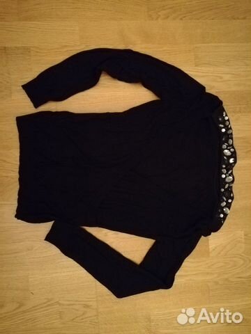 Чёрный кардиган с камнями Sisley