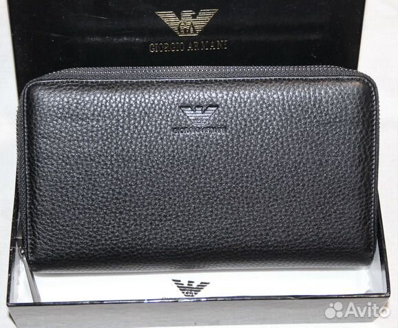 Мужской кожаный клатч -GA- black 2X lux new