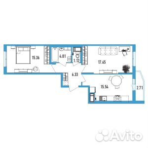 2-к квартира, 61 м², 17/19 эт.