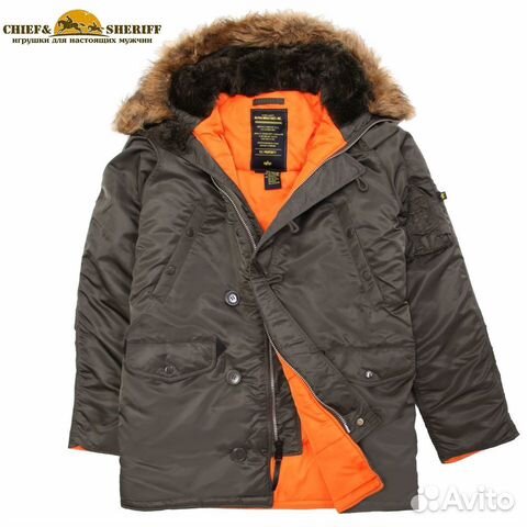 Парка Alpha Industries slim Fit N-3B, серая Парка Alpha Industries slim Fit N-3B, серая
