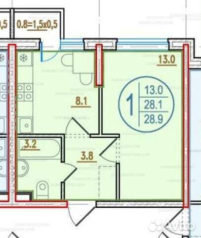 1-к квартира, 30 м², 1/5 эт.