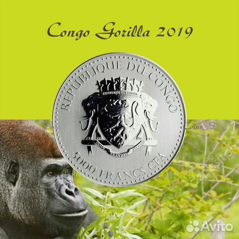 Новинка 2019 Конго (чеканка в США) Горилла 5 релиз Новинка 2019 Конго (чеканка в США) Горилла 5 релиз