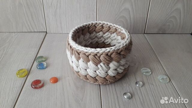 Корзинка из трикотажной пряжи