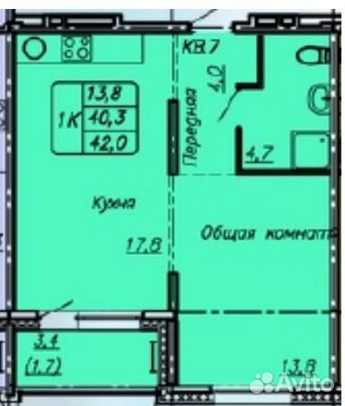 1-к квартира, 42 м², 10/17 эт.