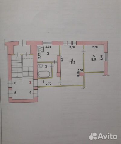 2-к квартира, 37 м², 1/2 эт.