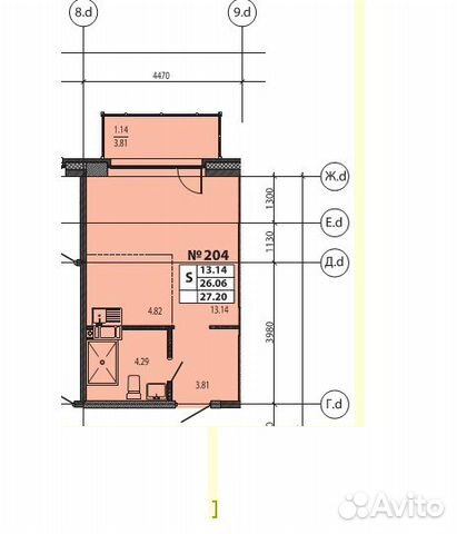 Студия, 28 м², 9/11 эт. Студия, 28 м², 9/11 эт.