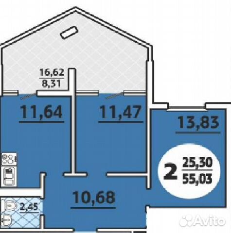 2-к квартира, 60 м², 10/11 эт. 2-к квартира, 60 м², 10/11 эт.