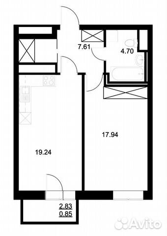 1-к квартира, 50.3 м², 6/9 эт. 1-к квартира, 50.3 м², 6/9 эт.