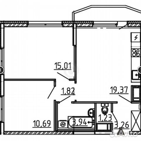 2-к квартира, 56.4 м², 17/19 эт. 2-к квартира, 56.4 м², 17/19 эт.