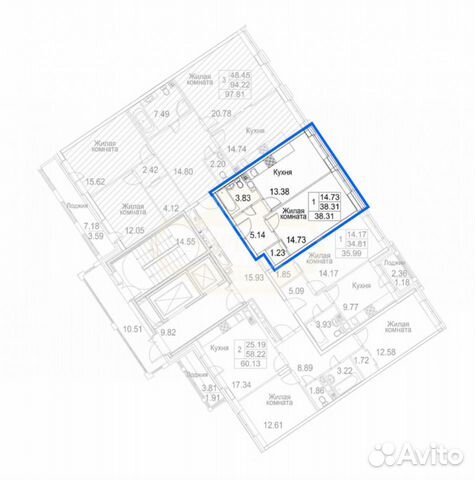 1-к квартира, 38.3 м², 4/12 эт. 1-к квартира, 38.3 м², 4/12 эт.