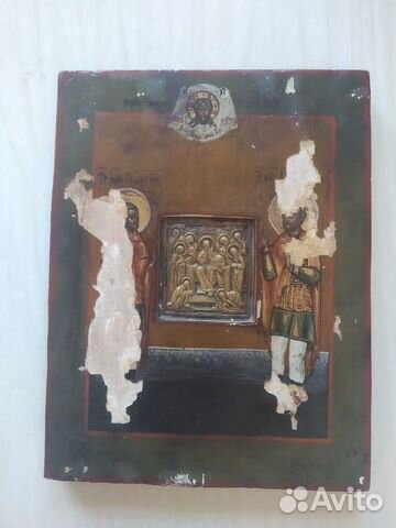 Икона. Георгий. Димитрий. Литьё. Врезка. Убрус