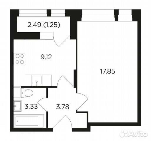 1-к квартира, 35.3 м², 6/22 эт. 1-к квартира, 35.3 м², 6/22 эт.
