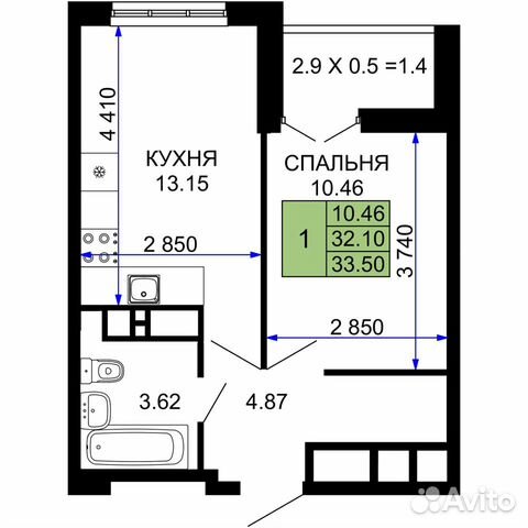 1-к квартира, 33.5 м², 19/24 эт. 1-к квартира, 33.5 м², 19/24 эт.