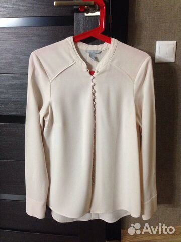 Кремовая блуза рубашка из крепа H&M