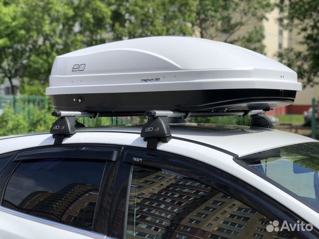 Автобокс на Магнум 350 Белый карбон+чехол в подаро