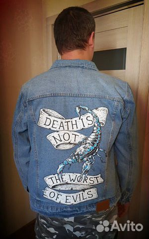 Джинсовая куртка с ручной росписью Джинсовая куртка с ручной росписью