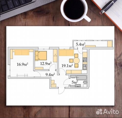 2-к квартира, 63.3 м², 4/25 эт.