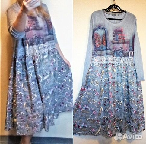 Нарядное, дизайнерское платье с набивной вышивкой