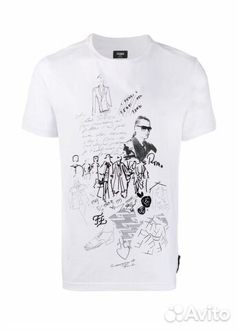 Fendi Karl Kollage T shirt in white Fendi Karl Kollage T shirt in white