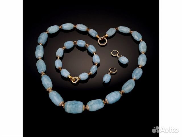 Колье, браслет и серьги с аквамаринами Колье, браслет и серьги с аквамаринами