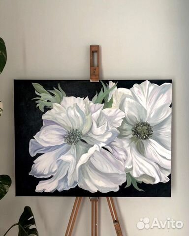 Картина маслом «анемоны»