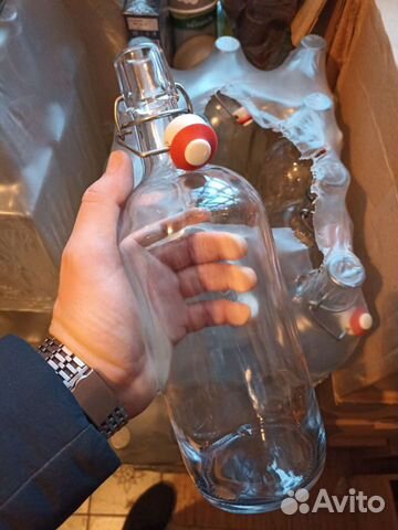 Бутылка 1л с бугельной пробкой прозрачная