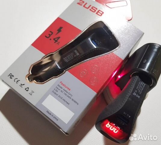 Авто-зарядка для телефона 2USB 2,4A с LED Display