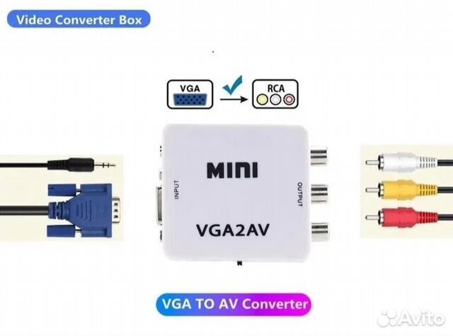 Переходник конвертер VGA на AV RCA