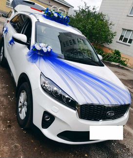 Свадебные украшения на машины Синее