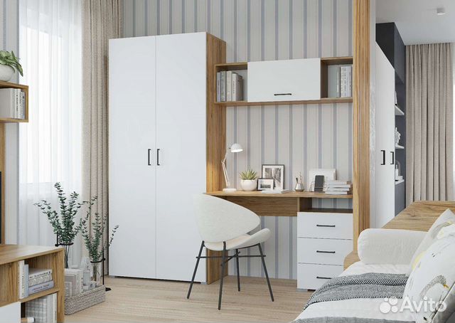 Детская, стол, полка, шкаф+кровать