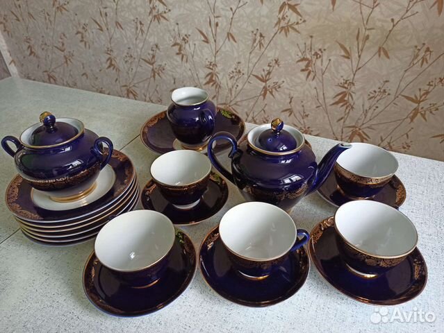 Сервиз чайный лфз Золотой фриз кобальт