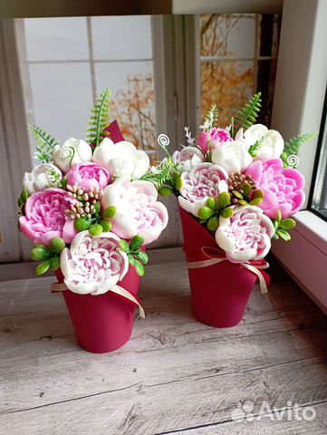 Букет пионы из мыла ручная работа