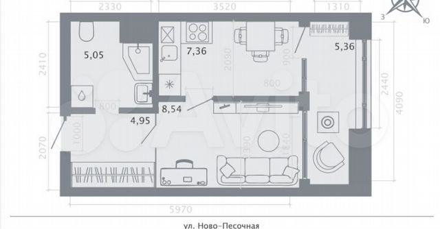 Квартира-студия, 28,6 м², 3/8 эт.
