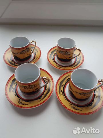 Чашки кофейные с блюдцами фарфор, 4 шт, Япония