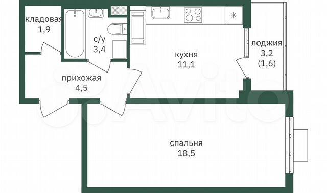 1-к. квартира, 41 м², 5/19 эт.