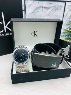 Стильный мужской набор Calvin Klein часы + ремень