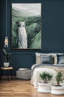 Картина маслом пейзаж природа водопад