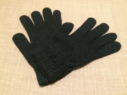 Перчатки черные, трикотажные, шерсть ангора