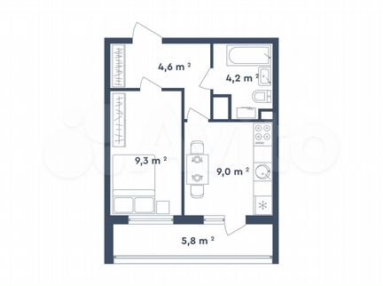 1-к квартира, 32.9 м², 18/26 эт.