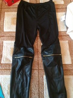 Леггинсы с молнией и кожей