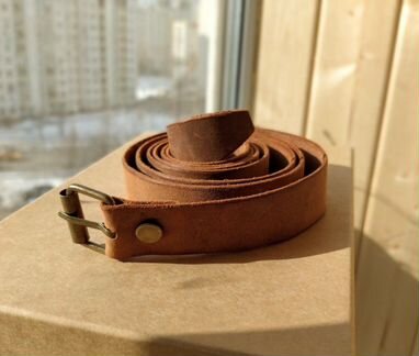 Кожаный длинный ремень. Хендмейд