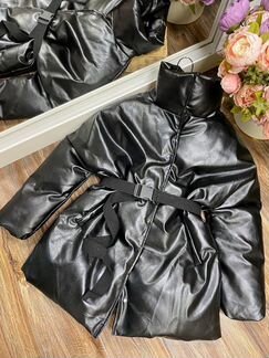 Пуховик из эко кожи