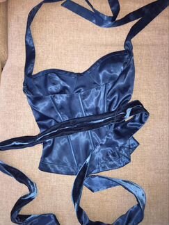 Бархатная юбка и корсет с атласом изумрурдого цвет